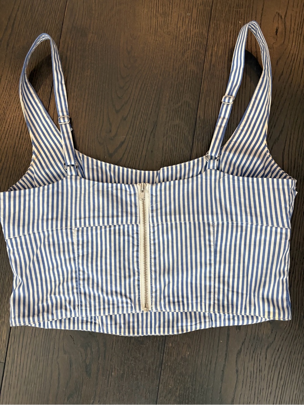 FLEUR DU MAL Poplin Bustier l Striped Blue & White Tank Top size 0 - Picture 9 of 12